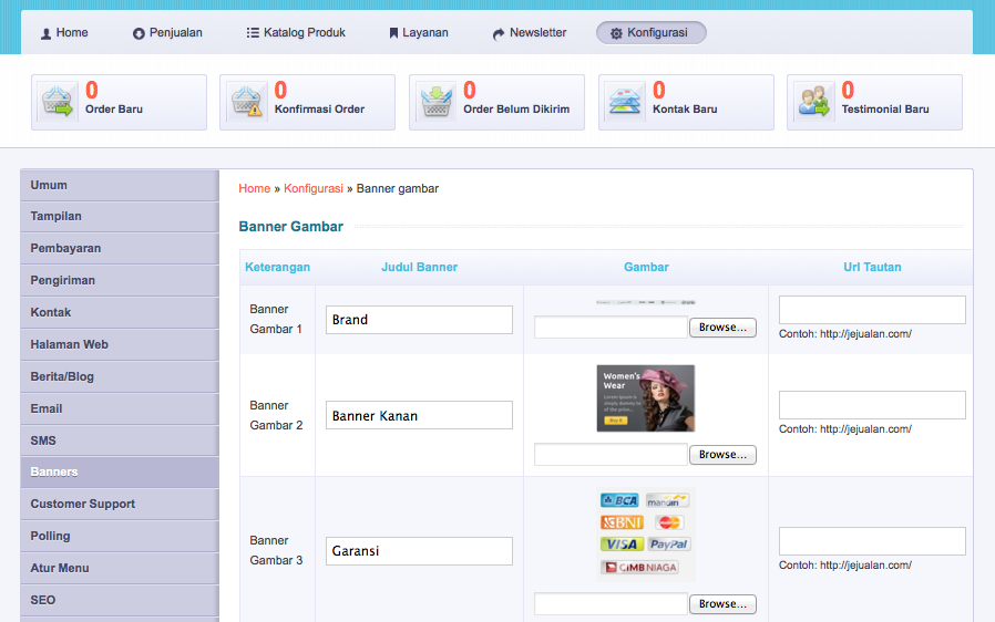 banners konfigurasi screenshoot