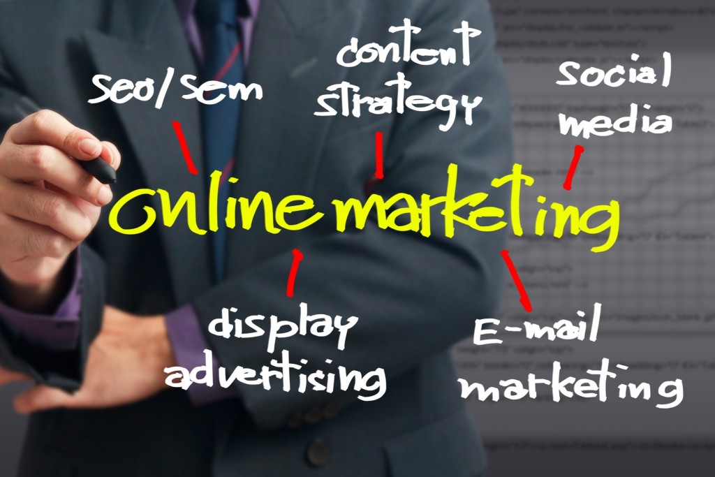 Online marketing with businessman